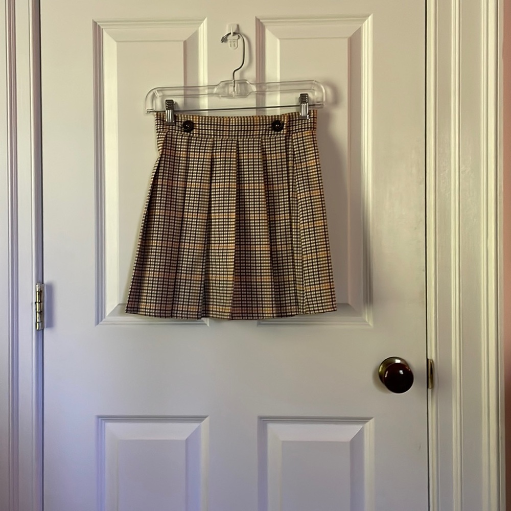 Orange brown and cream pleated skirt